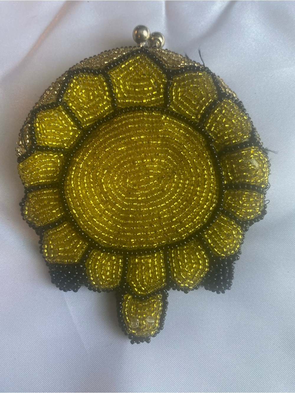 Vintage Yellow Beaded Sunflower Coin Purse